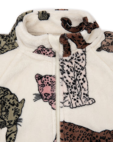 Kids' Fleece Cream Leopard Print